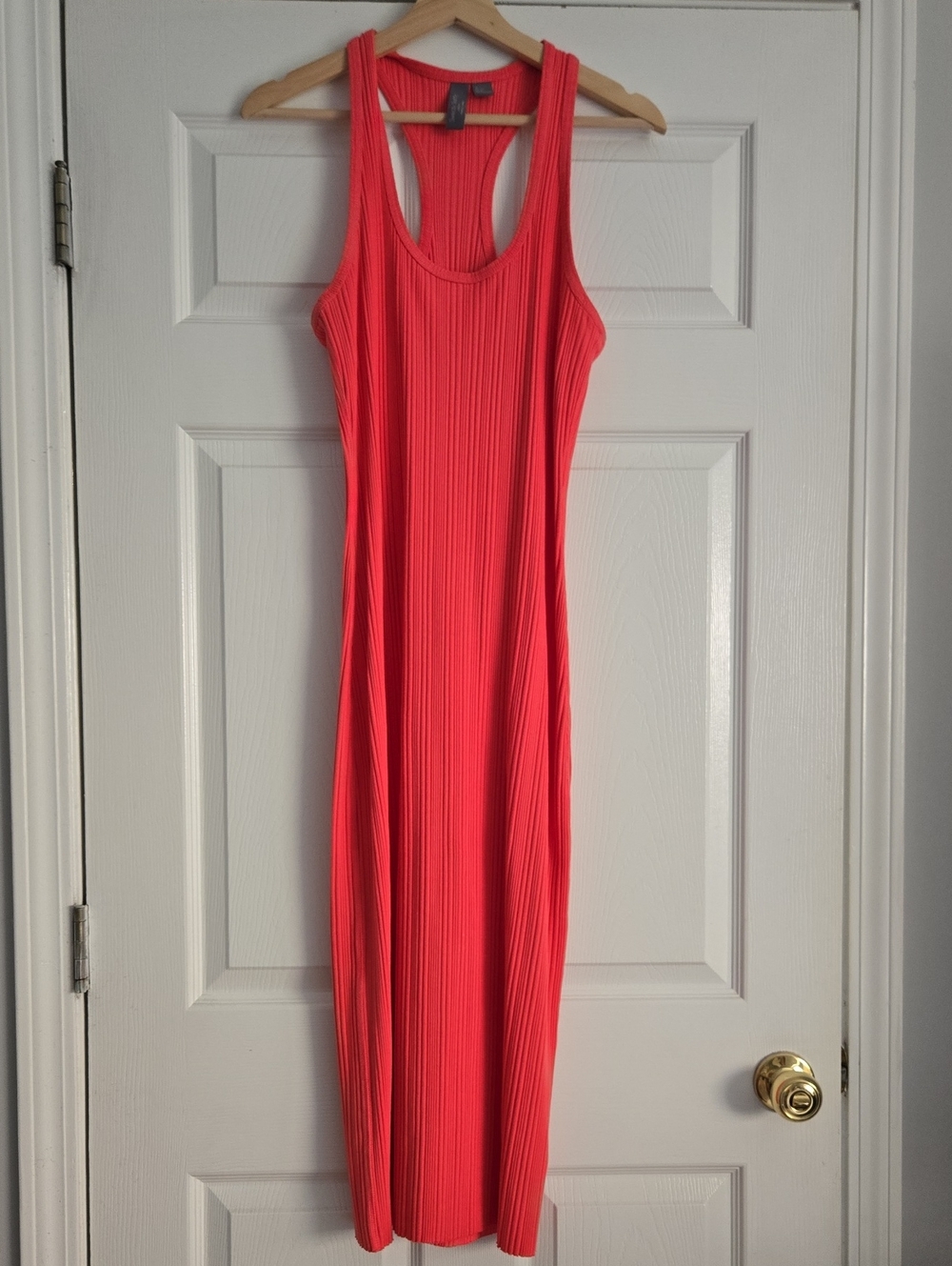Sweaty Betty Coral Ribbed Racerback Midi Dress